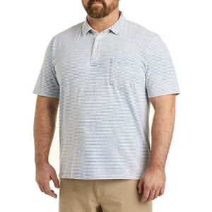 Faherty Mens Isle Striped Polo Sz 2XL Sunwashed Indigo Organic Cotton